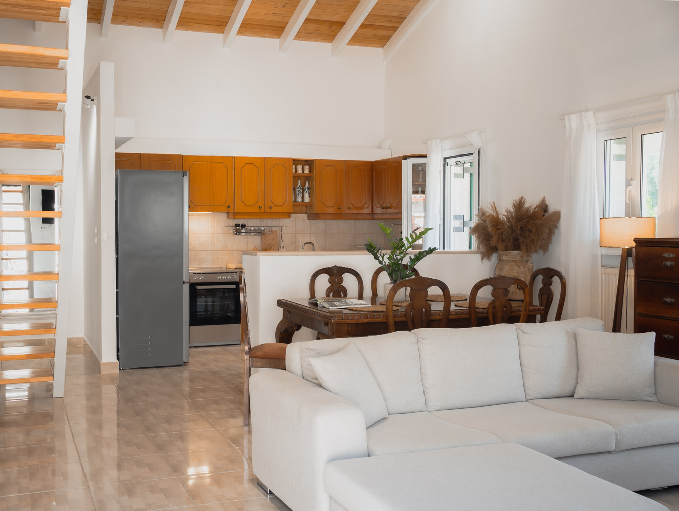 Open plan living area and kitchen